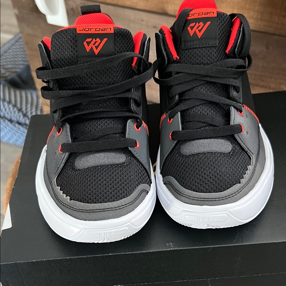 Jordan Black and Red Sneakers with White Accents